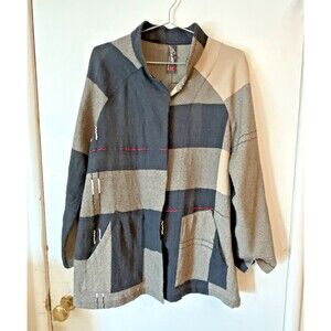 Babette SF Limited Edition Patchwork Grey/Black Wool Snap Jacket Women's P S/XS